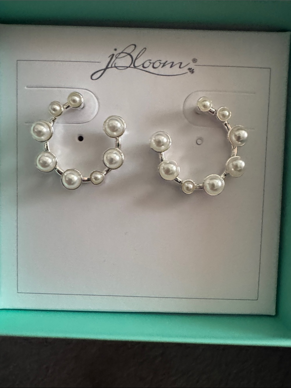 bloom Silver Hoop Earrings with White Pearl Accents Trendy Women’s Jewelry